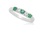 0.44 ct.t.w.Genuine Emerald and Cubic Zirconia Band Sterling Silver