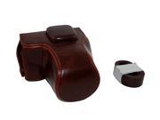 Protective PU Leather Camera Case Bag with Tripod Design Compatible For Olympus PEN Lite E PL5 EPL5 with Shoulder Neck Strap Belt Dark Brown