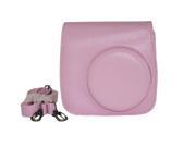Retro Camera PU Leather Carrying Case For Fujifilm Fuji instax mini 8 with Shoulder Strap Pink