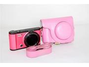 Protective PU Leather Camera Case Bag with Tripod Design Compatible for Casio EXILIM EX ZR3500 with Shoulder Neck Strap Belt Pink