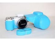 Protective PU Leather Camera Case Bag with Tripod Design Compatible for Samsung NX500 Smart 4K Camera 16 55mm Lens with Shoulder Neck Strap Belt Blue