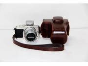 Protective PU Leather Camera Case Bag with Tripod Design Compatible For Olympus PEN Lite E PL6 EPL6 with Shoulder Neck Strap Belt Dark Brown