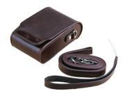 Protective PU Leather Camera Case Bag Compatible For Nikon COOLPIX S7000 with Shoulder Neck Strap Belt Dark Brown