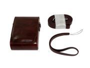 Protective PU Leather Camera Case Bag Compatible For Canon PowerShot N2 Camera with Shoulder Neck Strap Belt Dark Brown