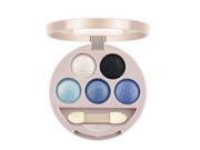 5 Colors Luminous Lights Travel Pocket Size Eyeshadow Cosmetic Makeup Palette with Mirror and Brush Blue