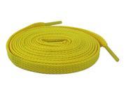 2 Pair Pack Extra Thin Flat Dress Shoelaces 8mm Wide Solid Colors 140cm Lengths For Sneakers and Shoes Yellow