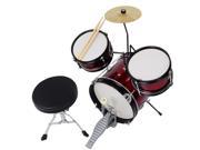 3pcs Junior Kids Child Drum Set Kit Sticks Throne Cymbal Bass Snare Boy Girl Red