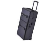 2 in 1 Aluminum Rolling Cosmetic Makeup Artist Train Case Hair Style 38 Lock Box