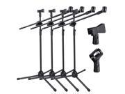 4pcs 360 degree Rotating Microphone Stand Dual Mic Clip Boom Arm Foldable Tripod