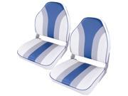 2x Folding High Marine Back Boat Seats Deluxe Bucket Seats for Fishing Blue