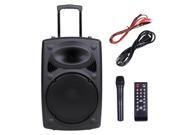 1500W Portable Remote PA Active Speaker Mic Guitar AMP Bluetooth USB SD LCD FM