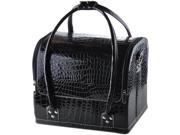 Yescom Black Crocodile Makeup Train Bag Handbag Case w Removable Tray Cosmetic Jewelry 12MKC008 BAG CROC 06