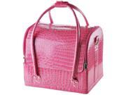 Yescom Pink Crocodile Makeup Train Bag Handbag Case w Removable Tray Cosmetic Jewelry 12MKC008 BAG CROC 02