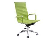High Back PU Leather Ribbed Office Chair Contemporary Executive Computer Desk Green