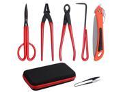 6 PCS Bonsai Tool Carbon Steel Shear Set Kit Scissor Pliers Cutter Saw with Case