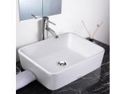 Aquaterior™ 19 2 7 x15 x5 1 8 Rectangle White Porcelain Ceramic Bathroom Sink w Free Chrome Drain