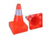 18 Height Red PVC Safety Plastic Traffic Cones w Reflective Strips Collar 4pcs