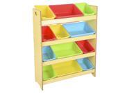 Kids Toy Organizer Storage Shelf 12 Removable Bins Box Playroom Children Yellow