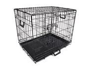 24 2 Doors Foldable Metal Wire Dog Crate Tray Divider Cat Pet Kennel Cage House