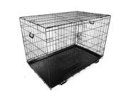 48 2 Doors Foldable Metal Wire Dog Crate Tray Divider Cat Pet Kennel Cage House