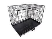 30 2 Doors Foldable Metal Wire Dog Crate Tray Divider Cat Pet Kennel Cage House