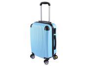 ABS 20 In. Spinner Traveling Luggage Rolling Case w Multi directional Wheel Blue