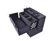 Pro Lockable Aluminum Makeup Case Cosmetic Storage Box w Tiers Jewelry Bag Black