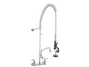 Double Handle Brass Pre Rinse Commercial Faucet Chromed w 12 In. Add On Pull Down Faucet