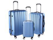 ABS 3pcs 20 24 28 In. Spinner Traveling Luggage Rolling Case Coded Lock Blue