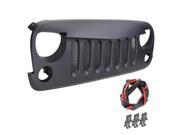 ABS Front Grille Grill Guard w Mesh Insert Black for 2007 2015 Year Jeep Wranger JK