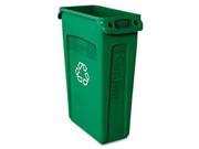 Rubbermaid 354007GN Slim Jim Recycling Container W venting Channels Plastic 23 Gal Green