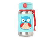 Skip Hop Baby Zoo Little Kid and Toddler Feeding Travel To Go Insulated Stainless Steel Straw Bottle 12 oz Multi Otis Owl