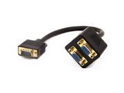 High Quality Gold Plated 20cm VGA 15 Pin Male to 2 Dual VGA Female Video Screen Converter Adapter Y Splitter Cable