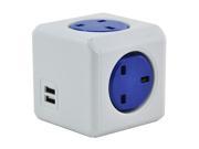 Square 4 Outlets Dual Built In USB Port Wall Adapter UK Socket Power Strip with Resettable Fuse