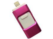 High Capacity 3 in 1 USB Flash Drive U Disk Lightning iStick for iPhone Computer and Android Phone 64GB Pink