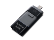 High Capacity 3 in 1 USB Flash Drive U Disk Lightning iStick for iPhone Computer and Android Phone16GB Black