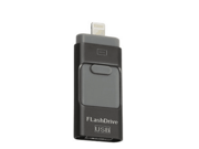 High Capacity 3 in 1 USB Flash Drive U Disk Lightning iStick for iPhone Computer and Android Phone 64GB Black