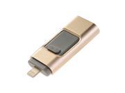 High Capacity 3 in 1 USB Flash Drive U Disk Lightning iStick for iPhone Computer and Android Phone 16GB Golden