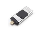 High Capacity 3 in 1 USB Flash Drive U Disk Lightning iStick for iPhone Computer and Android Phone 16GB Silver