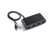 GameCube Controller Adapter for Nintendo Wii U and PC USB 4 Ports Connection Tap Converter for Multi Player Games Black