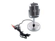 Mini Silver Classical Retro Microphone Mic Stand 3.5Mm Stereo Recording Singing Karaoke For Pc Computer Laptop Ktv