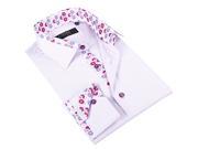 Coogi Men s Light Purple Striped Dress Shirt with Floral Print in Collar 100% Cotton