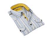Brio Milano Men s Navy Navy Yellow Brown Blue Plaid Button Down Fashion Shirt