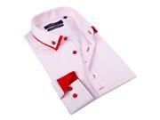 Brio Milano Men s Pink Pink White Mini Chekered Button Down Fashion Shirt 100% Cotton