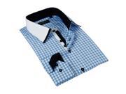 Domani Blue Luxe Men s Light Blue White Button down Dress Shirt 100% Cotton