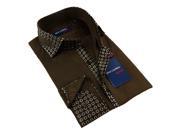 Max Lauren Men s Brown Button Down Fashion Shirt 100% Premium Cotton