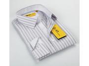 BriO Milano Men s White Grey Striped Floral Collar Button Down Dress Shirt