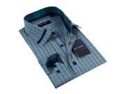 Max Lauren Men s Blue and Green Plaid Button up Dress Shirt 100% Cotton