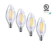 Luxrite LR21202 4 Pack LED Filament Candelabra Light Bulb 4 Watt Equivalent To 40w Incandescent Warm White 350 Lumens 2700K 15 000 Hour Life E12 Base UL L