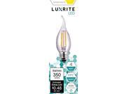 Luxrite LR21205 10 Pack LED Filament Candelabra Light Bulb 4 Watt Equivalent To 40w Incandescent Warm White 350 Lumens 2700K 15 000 Hour Life E26 Base UL